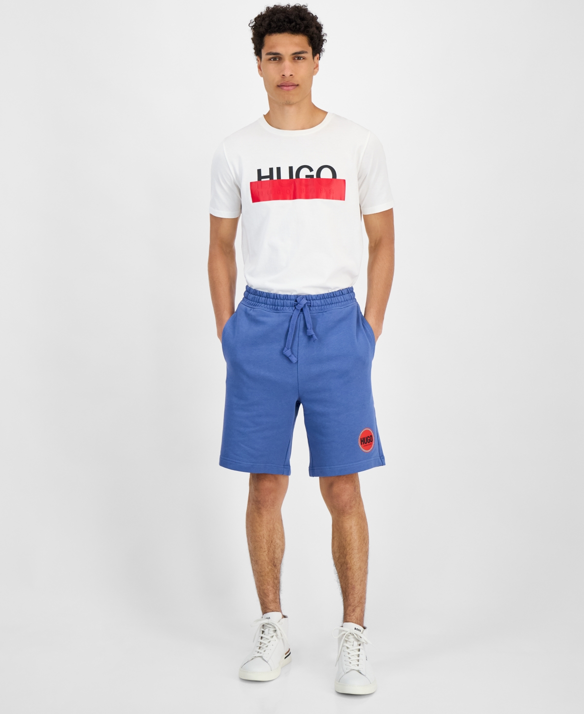 Hugo by Hugo Boss Men's Relaxed-Fit Decrio Logo Shorts - Open Blue