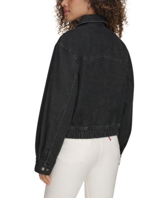 Women's Western Zip-Front Denim Bomber Jacket