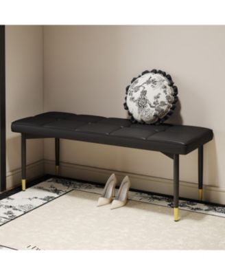47" Faux PU & Metal Shoe Bench