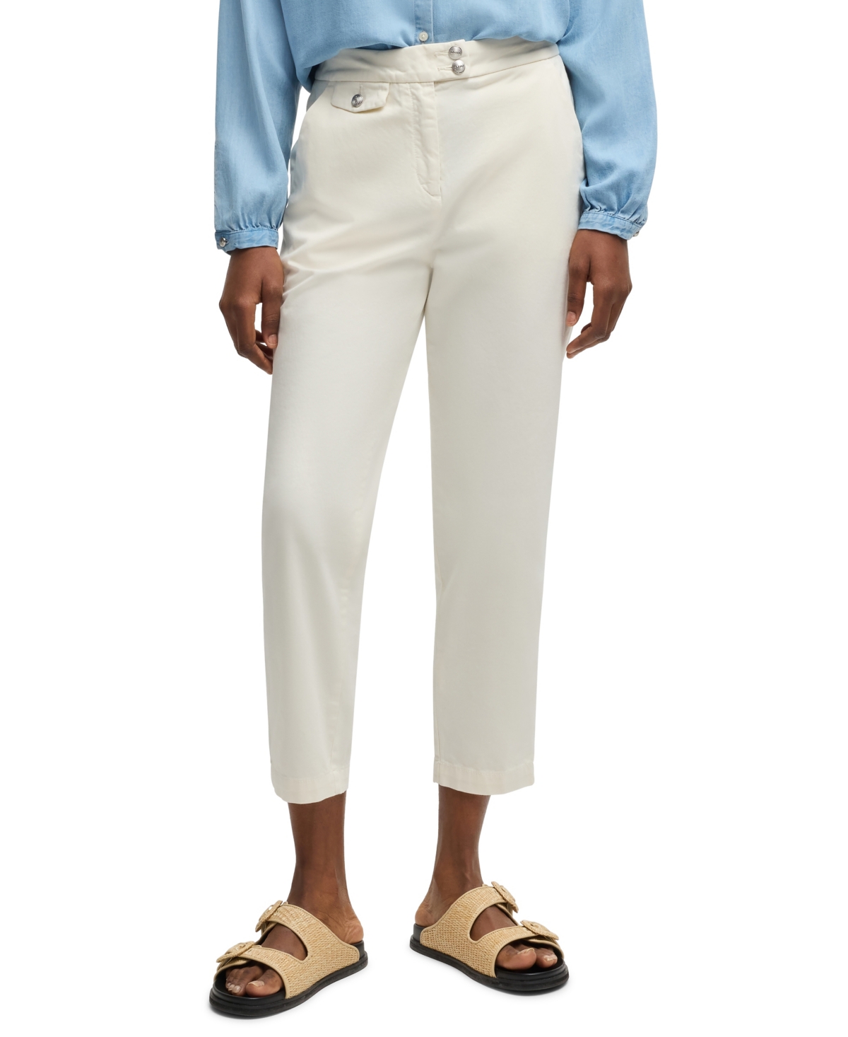Hugo Boss Boss By  Women's Casual Satin Chino Pants In Open White