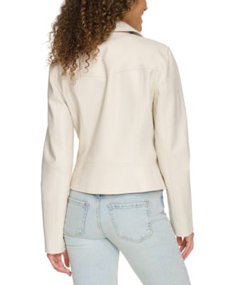 Women's Faux-Leather Asymmetric-Zip Moto Jacket