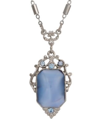 Blue Moonstone Crystal Pendant Necklace