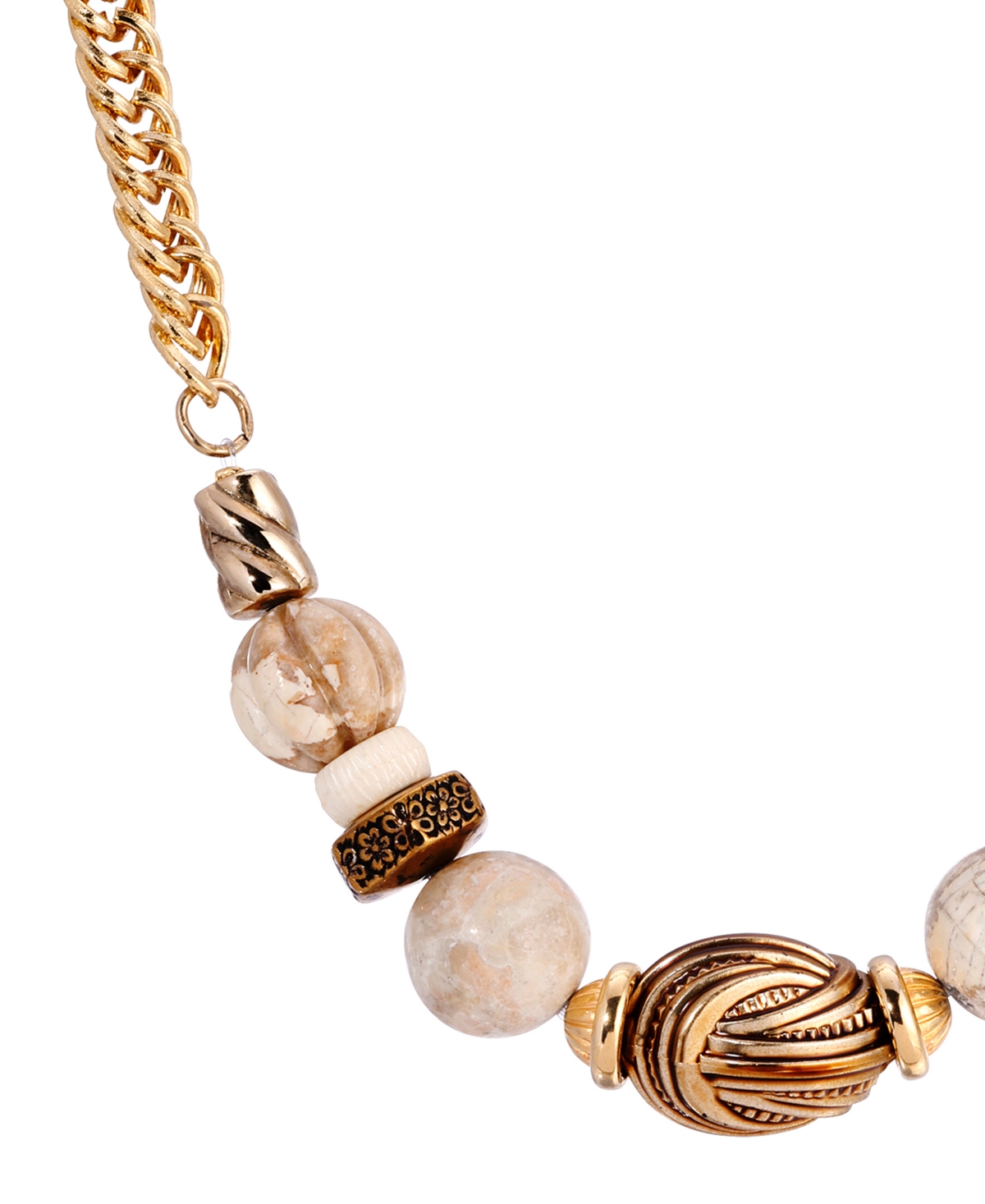 2028 Gold-tone Riverstone Multi Bead Necklace In Beige