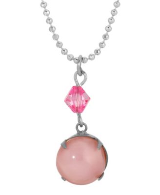 Pink Glass Acrylic Pendant Necklace