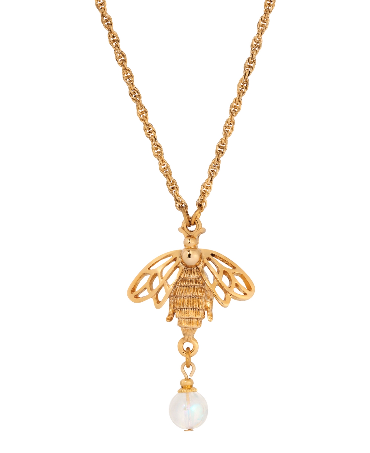 Crystal Ab Bee Pendant Necklace - Yellow