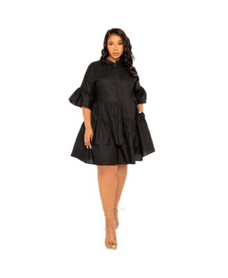 Plus Size Linen Flutter Mini Dress