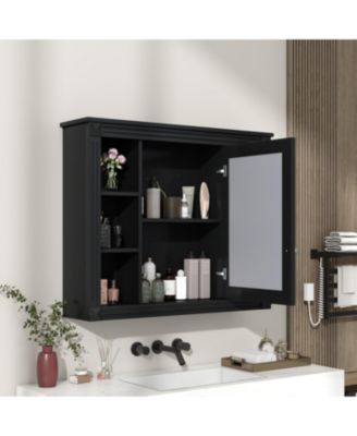  Wall Mounted Bathroom Cabinet with Mirror and 6 Shelves