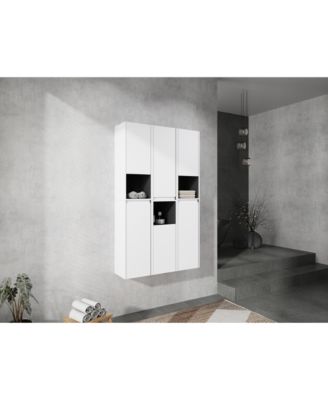  12" Bathroom Side Cabinet,6-Soft Close Doors,Float Mounting Design