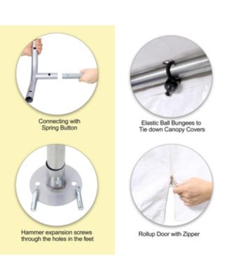 12' x 20' Portable Carport Garage with Roll-up Doors & Wind Windows