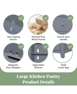 Streamdale Freestanding Kitchen Pantry Cabinet with Storage & Wine Racks