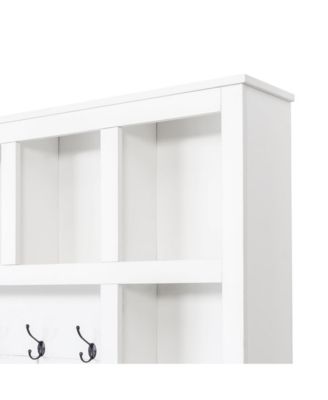 Streamdale Farmhouse Hall Tree with 6 Hooks, Adjustable Shelves, Shoe Cabinet, Mudroom Storage, 76.7