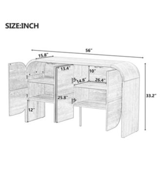 4-Door Sideboard with Rounded Corners