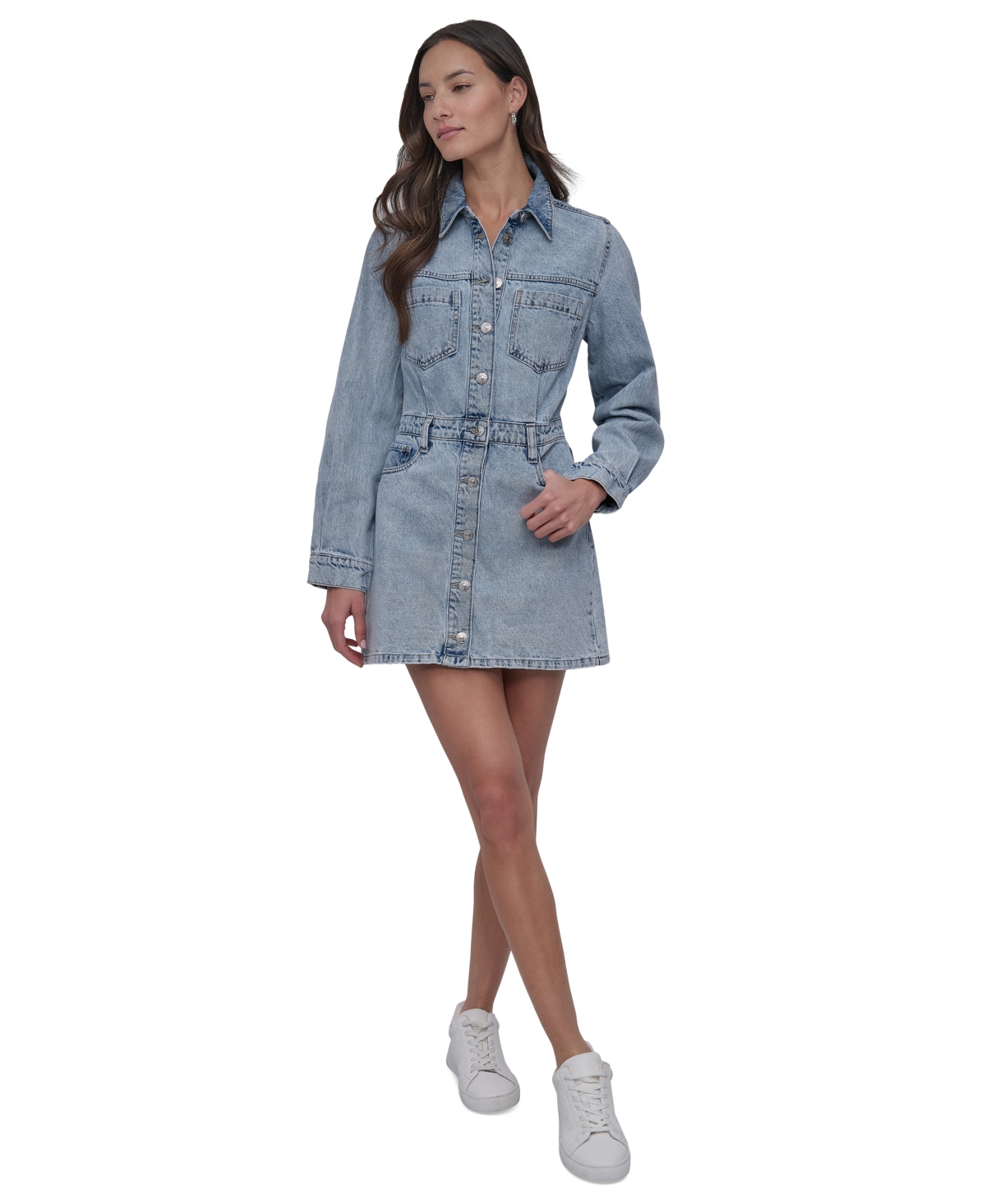 Women's Button-Down Long-Sleeve Denim Dress - Kyp - Chauncey