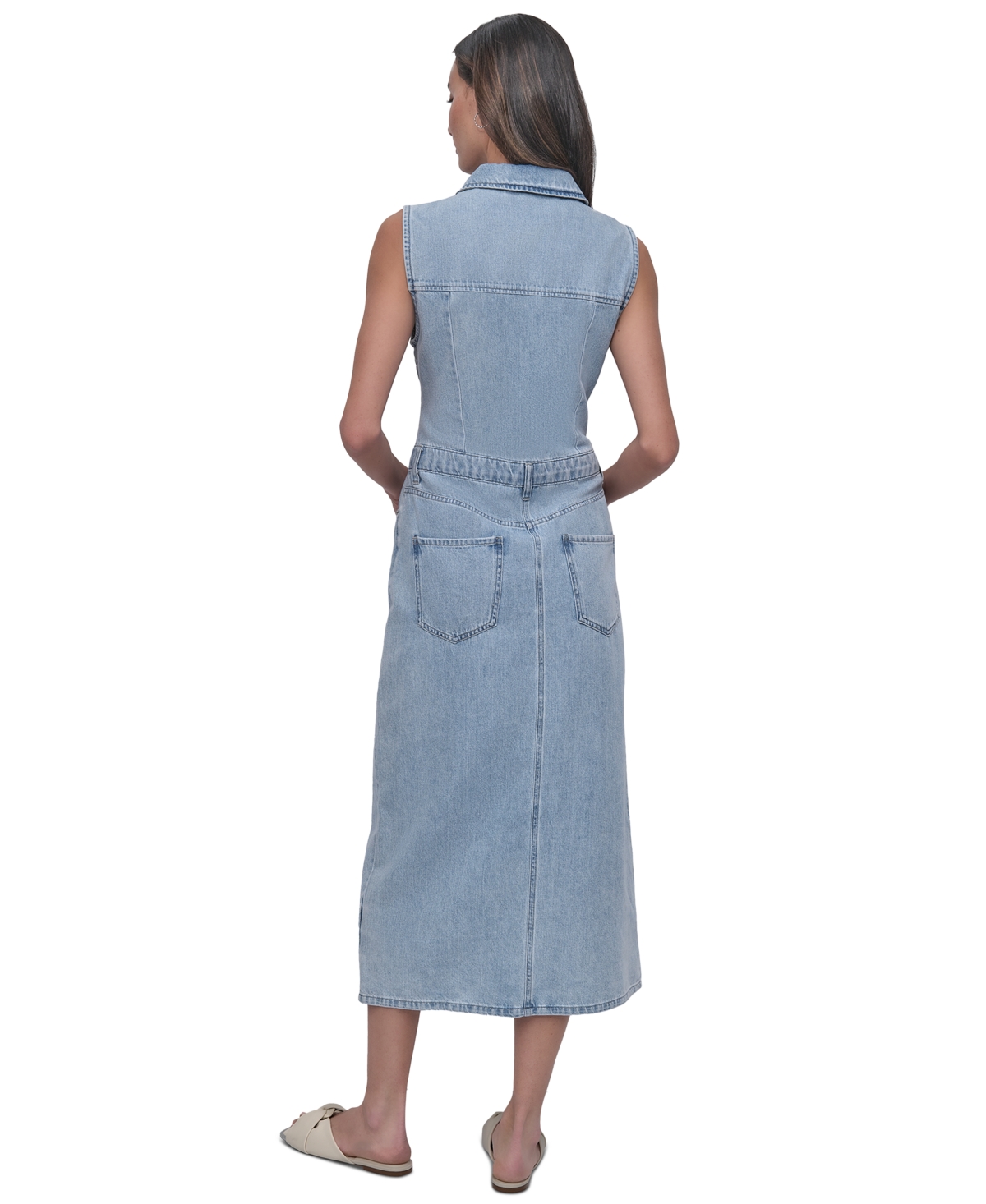 Dkny Jeans Women's Button-front Sleeveless Midi Denim Dress In Kyo - Crosby