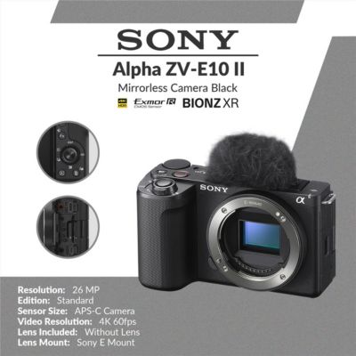 Alpha ZV-E10 II Mirrorless Camera Bundle with 64GB Memory Card, Shoulder Bag