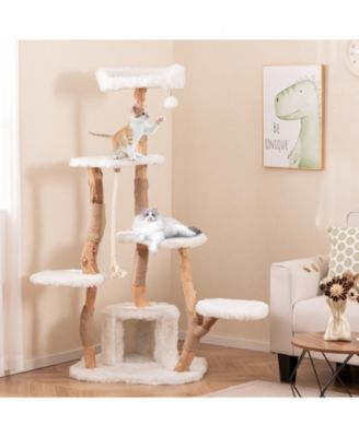 Modern Wooden Cat Tree with Perch Stylish & Cozy Cat Tower for Indoor Cats