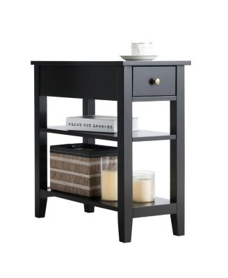 Set of 2 3-Tier Nightstand Bedside Side End Table w/Double Shelves Drawer