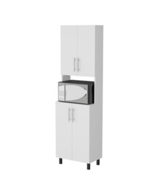 Ko Vaya Double Cabinet Kitchen Pantry with Open Storage, White