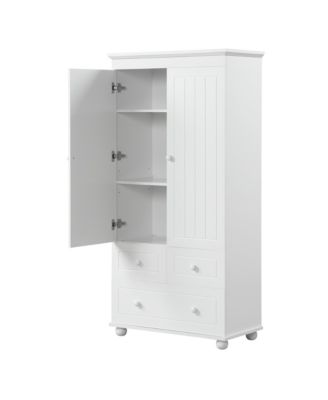 Tall Storage Cabinet with Three Drawers for Bathroom/Office, White