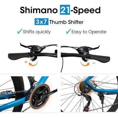 Streamdale 700C Road Hybrid Bike for Adult, 21-Speed Road Bike Road Bicycle Carbon Steel Frame/Dual-Disc Brakes/Multiple Colors