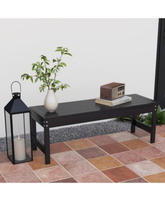 47" HDPE Outdoor Bench, Backless Slatted Garden Bench Seat,