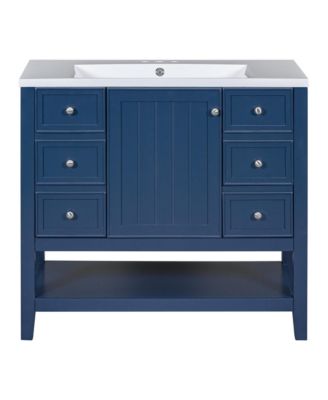 Streamdale 36" Bathroom Vanity with Sink Combo, One Cabinet and Three Drawers, Solid Wood and MDF Board, Blue