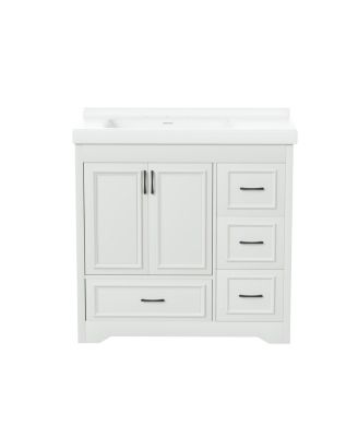 Streamdale 36" Bathroom Vanity with Sink, 2 Doors, 4 Drawers (White, 35.8"W x 19.7"D x 35.4"H)