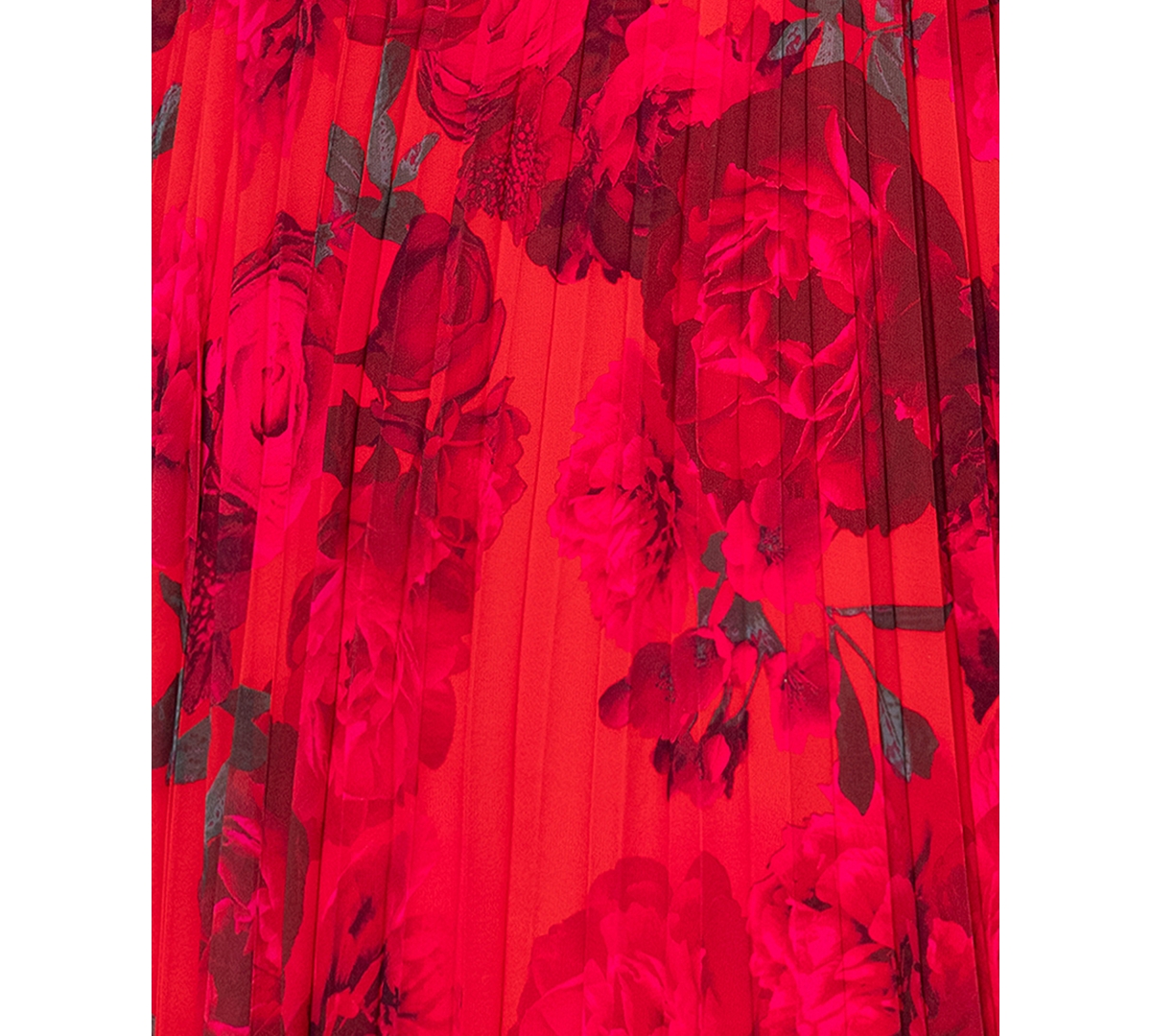 Betsy & Adam Plus Size Printed Pleated Long-sleeve Gown In Red,fuchsia