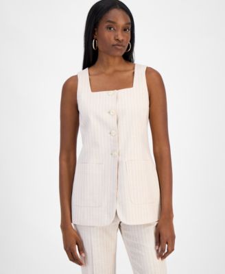 Bar III - Women's Striped Square-Neck Vest