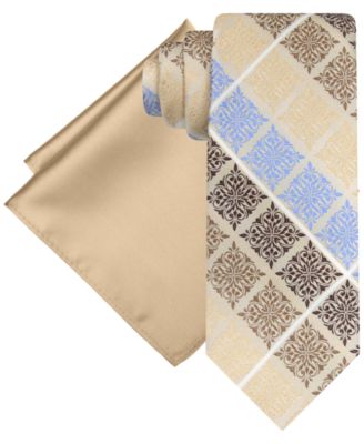 Men's Medallion Tie & Solid Pocket Square Set