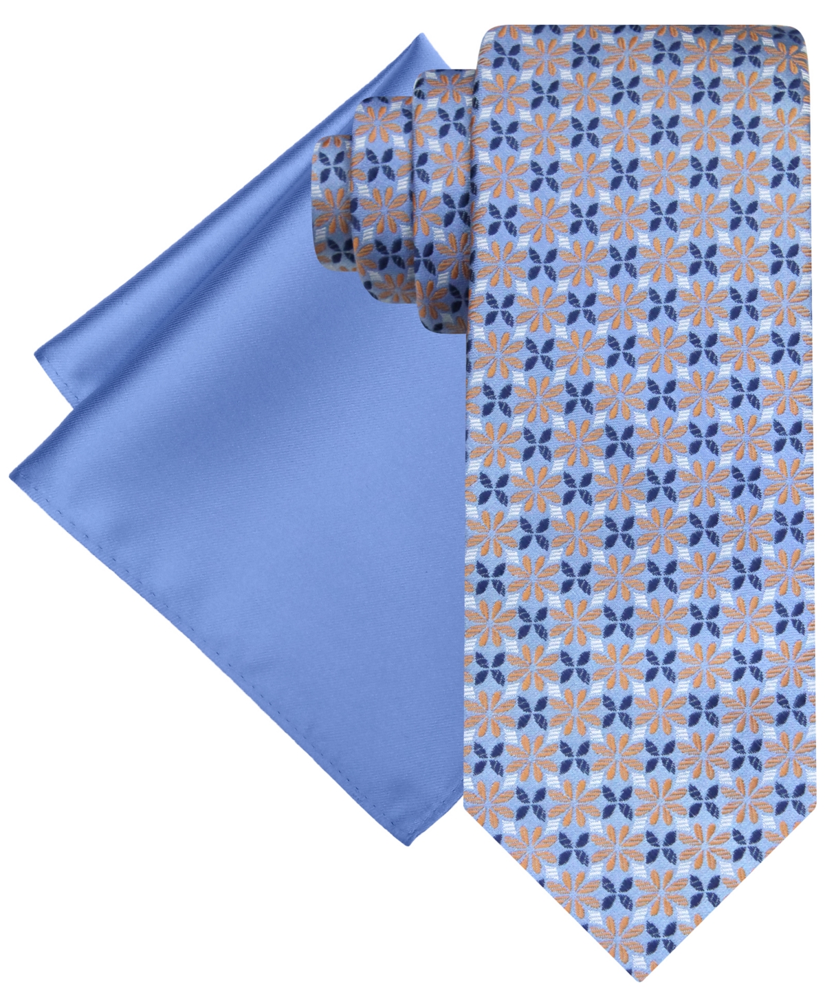 Men's Medallion Tie & Solid Pocket Square Set - Black