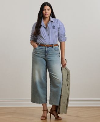 Plus Size High-Rise Wide-Leg Cropped Jeans