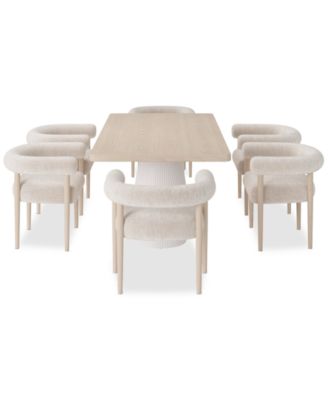 Lunare 7-Pc. Dining Set (Rectangular Table & 6 Rolled Back Chairs)