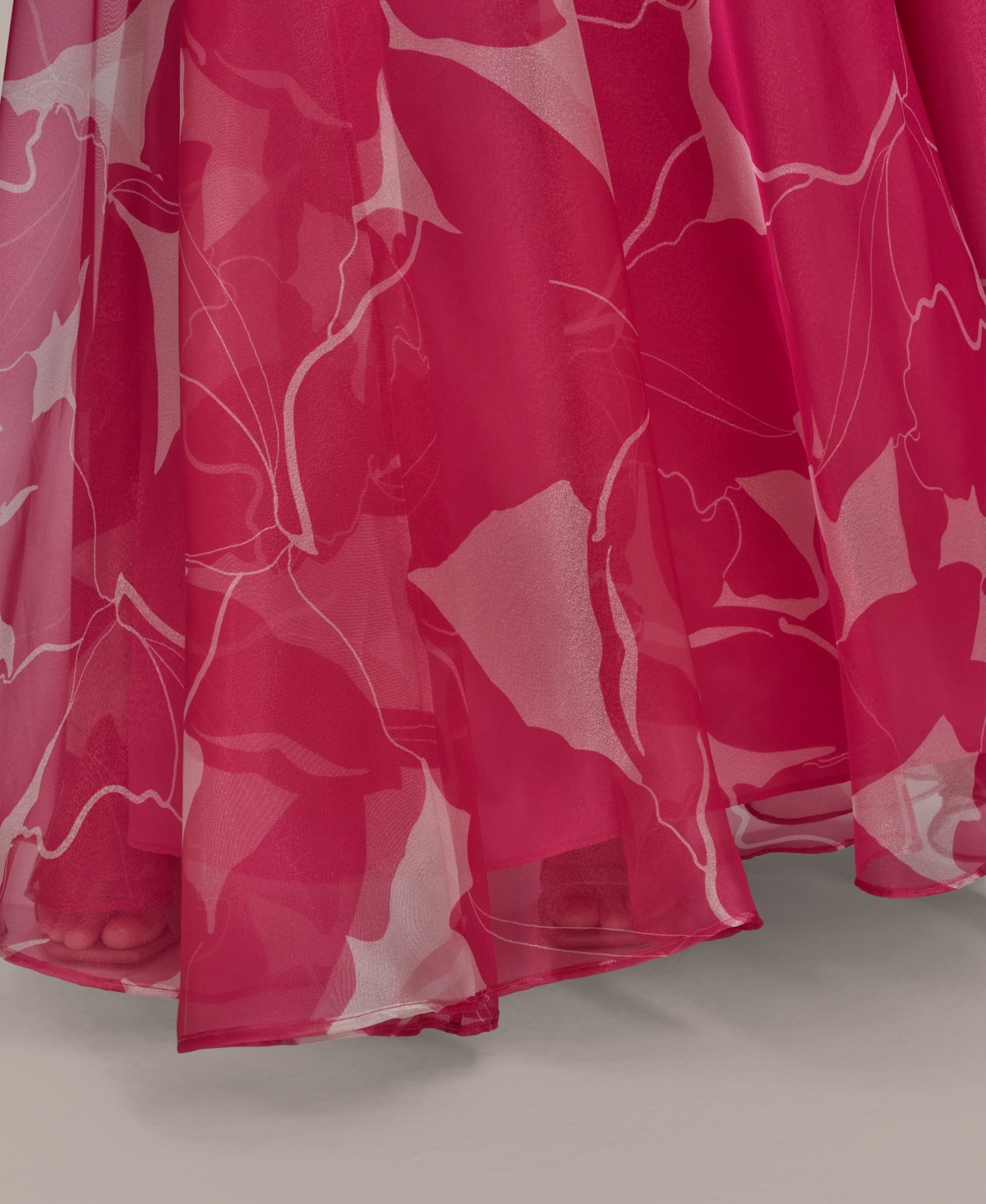 Donna Karan Floral Strapless Gown In Hot Fuchsia,ivory