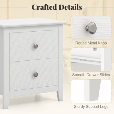 Modern Nightstand with 2 Drawers for Small Spaces