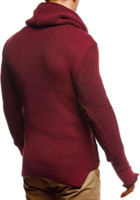 Men's Cowl Neck Knitted Pullover with Thumbhole Cuffs