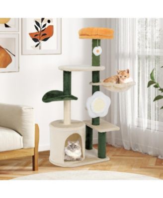Modern Cat Tree with Plush Top Perch Stylish & Cozy Kitty Tower for Indoor Cats