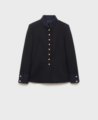 MANGO Women's Mandarin Collar And Jewel Buttons Jacket