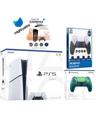 PlayStation 5 Slim Disc with Extra Controller, FPS Grip Kit and MightySkins Decal Voucher