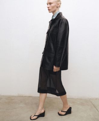 MANGO - Women's Semi-Sheer Silk Skirt