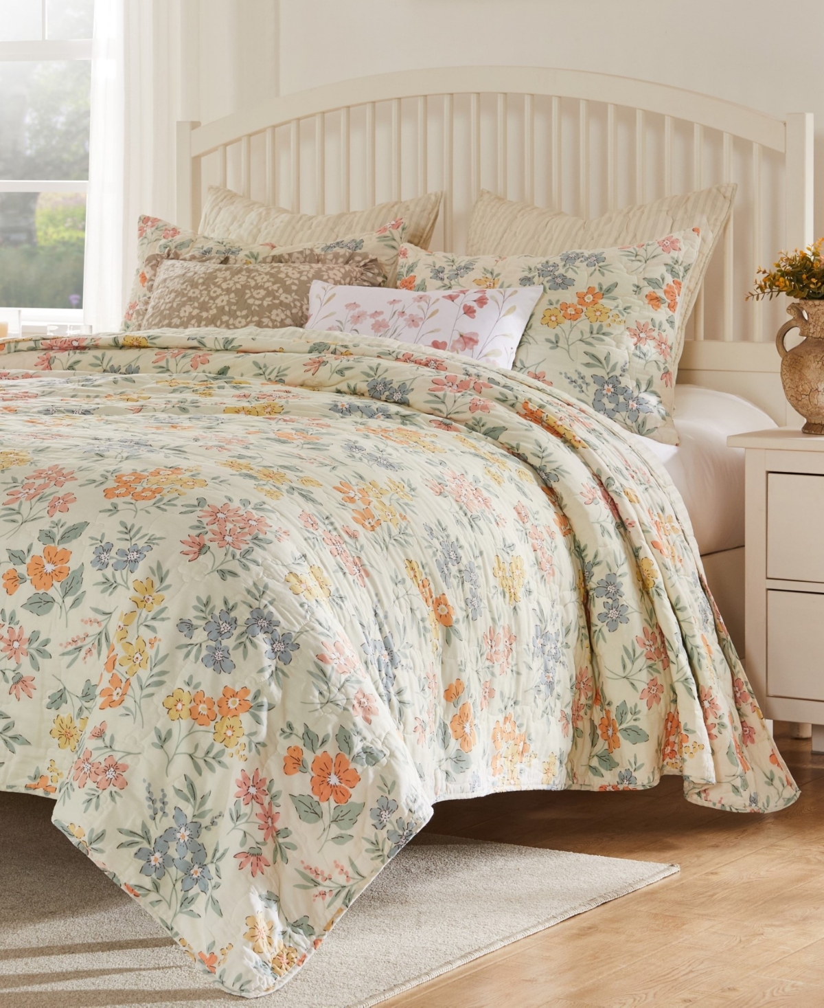 Greenland Home Fashions Chloe Modern Floral 3-pc. Quilt Set, Full/queen In Pastel