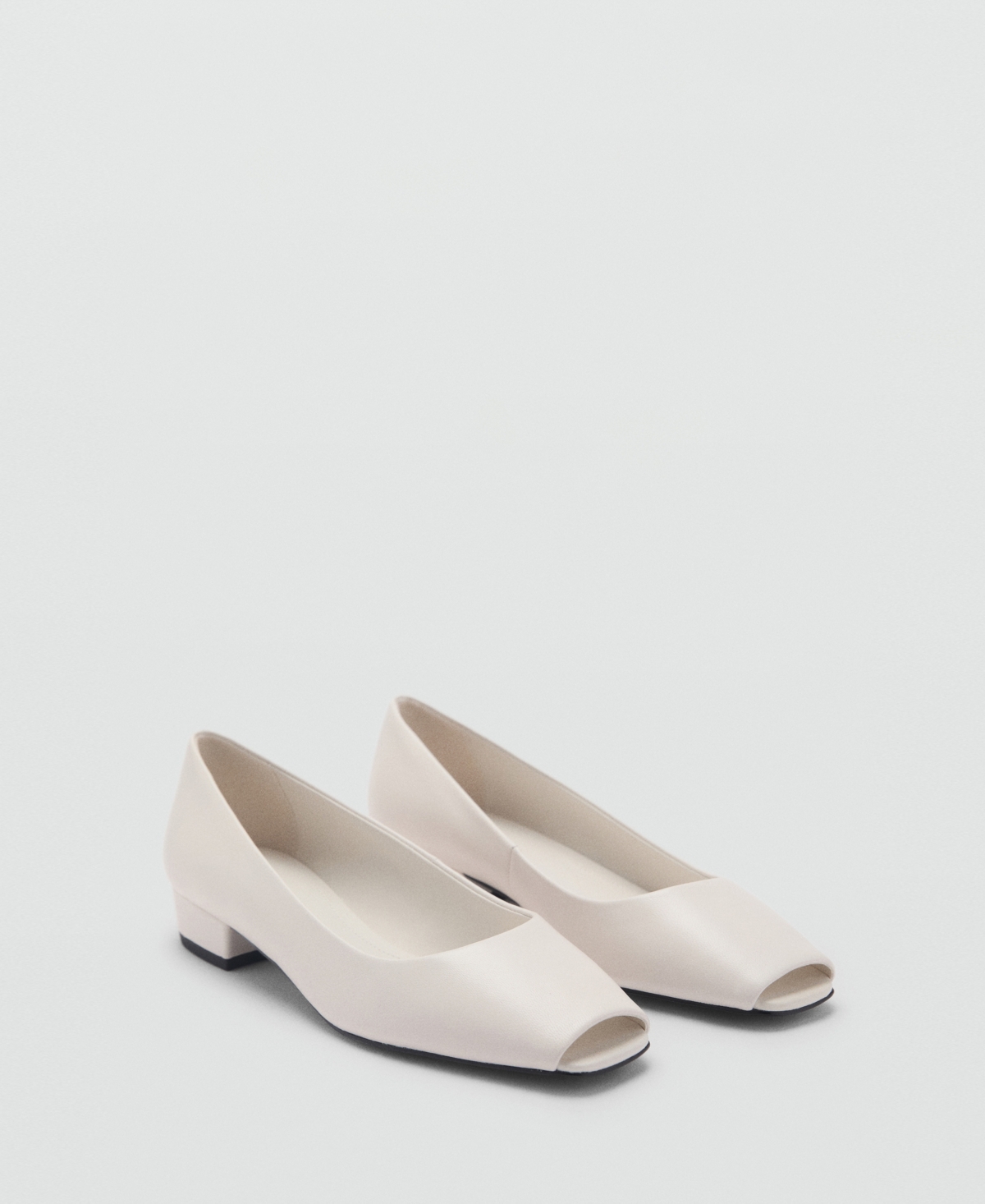 Mango Open-toe Leather Shoes White In White