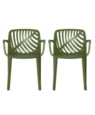 Outdoor Modern Stackable Patio Dining Armchairs (Set of 2)