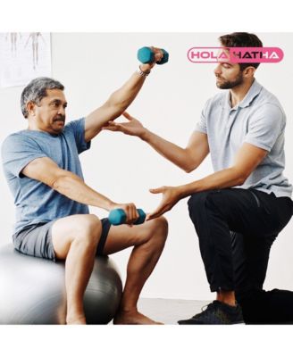 2, 3, & 5 Pound Neoprene Dumbbell Free Hand Weight Set w/ Rack, Pastel