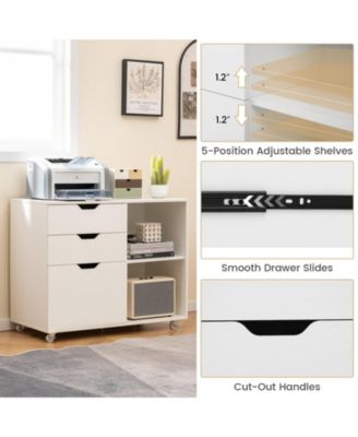 3-Drawer File Cabinet with Adjustable Shelf and Wheels for Letter