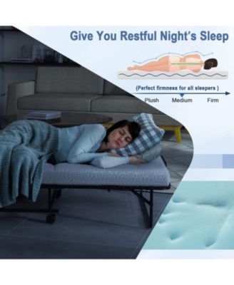 Twin Size Metal Folding Bed with Memory Foam Mattress