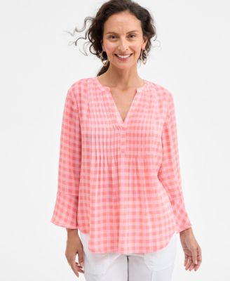 売れ筋商品|||スタイルアンドコー カットソー トップス レディース Petite Printed Pintuck Ruffle-Sleeve Blouse, Exclusively at Macy's Atomic Orange Style & Co Women's Printed Pintuck Ruffle Sleeve Top