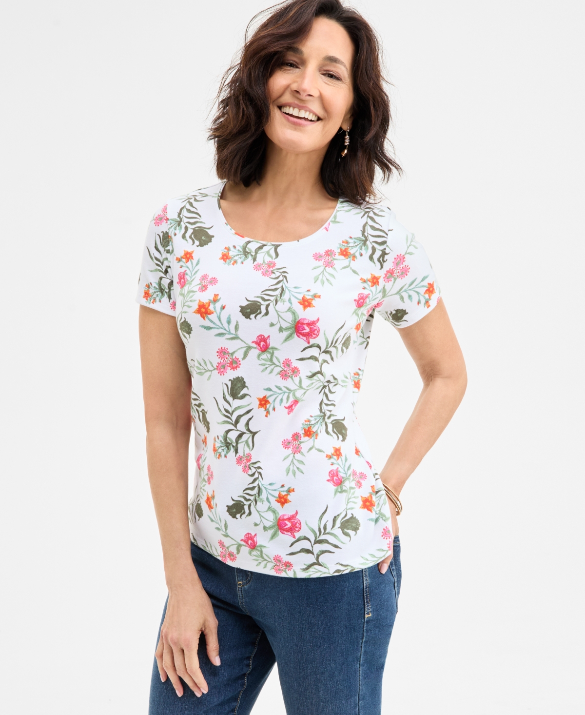 Style & Co Petite Floating Fauna Flutter-sleeve Knit Top, Exclusively At Macy's