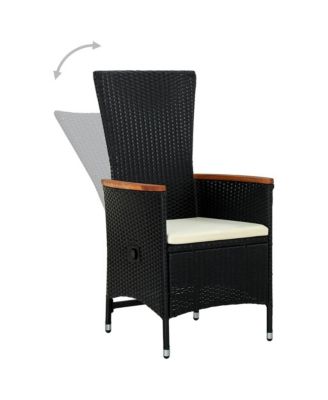 Patio Chairs 2 pcs with Cushions Poly Rattan Black