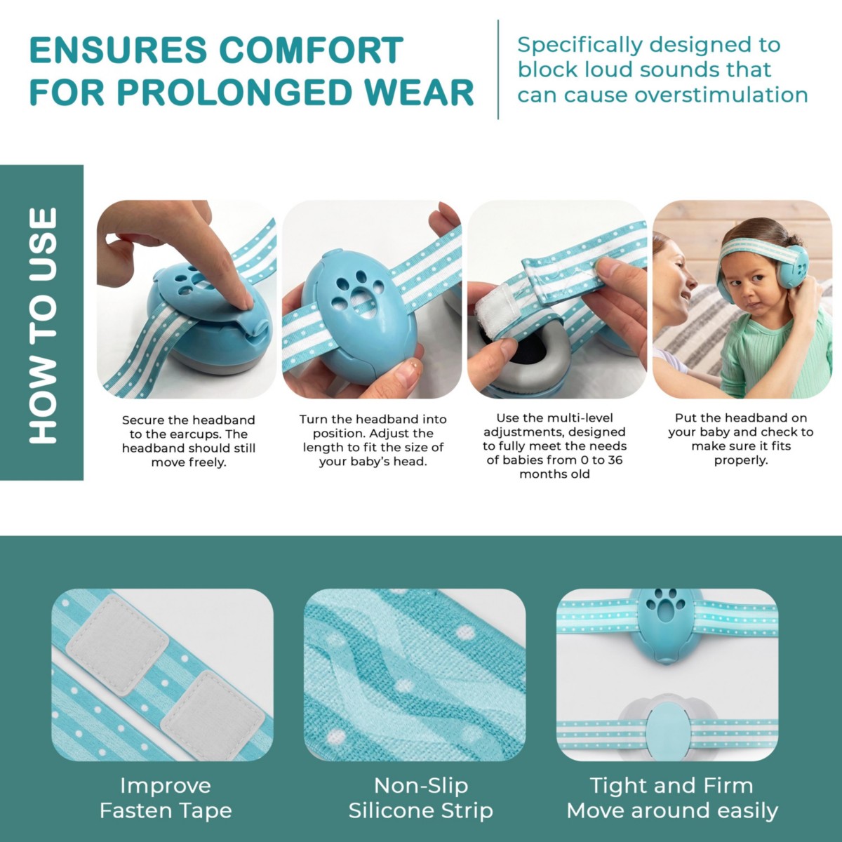 Детские Sperric Baby Earmuffs for Noise Cancelling, Super Lightweight Ultra Soft to Prevent Irritation Baby Ear Protection, Headphones for Babies — фото 6